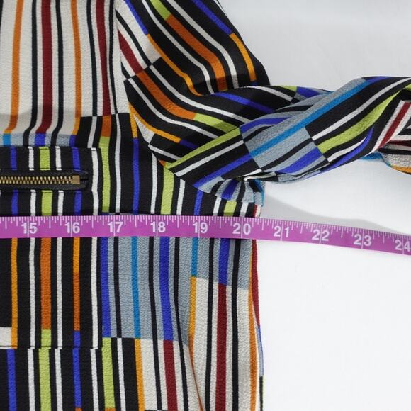 Rafaella Women’s Blouse Medium Geometric Stripe Print Multicolor Long Sleeve Top - Picture 4 of 6